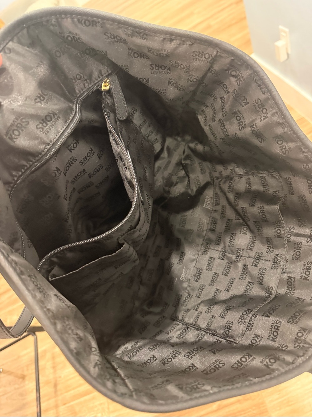 Michael Kors Black Leather Tote with Gold Logo - Picture 12 of 12